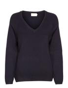 Peony V- Neck Pullover Tops Knitwear Jumpers Blue Minus