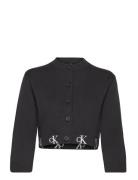 Monogram Logo Cardigan Tops Knitwear Cardigans Black Calvin Klein