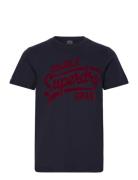 Athletic Script Graphic Tee Tops T-shirts Short-sleeved Navy Superdry