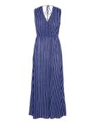 Stripe-Print Dress With Bow Maksimekko Juhlamekko Blue Mango