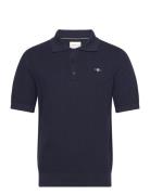 Structured Cotton Ss Polo Tops Polos Short-sleeved Navy GANT