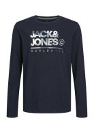 Jjluke Tee Ls Crew Neck Jnr Tops T-shirts Long-sleeved T-shirts Navy J...