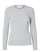 Slfanna Ls Crew Neck Tee S Noos Tops T-shirts & Tops Long-sleeved Grey...
