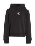 Ck Logo Boxy Hoodie Tops Sweat-shirts & Hoodies Hoodies Black Calvin K...