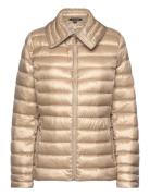 Over -Collar Quilted Down Coat Vuorillinen Takki Topattu Takki Beige L...