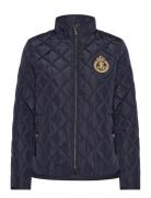 Crest-Patch Quilted Mockneck Jacket Tikkitakki Navy Lauren Ralph Laure...