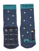 Night Dog Socks W. Anti-Slip Jarrusukat Blue Melton