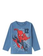 Nmmjaris Spiderman Ls Top Mar Tops T-shirts Long-sleeved T-shirts Blue...