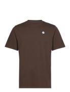 Badge T-Shirt - Gots/Vegan Tops T-shirts Short-sleeved Brown Knowledge...