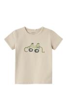 Nbmjacts Ss Top Box Tops T-shirts Short-sleeved Beige Name It