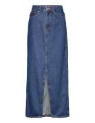 Slit Denim Skirt Pitkä Hame Blue Mango