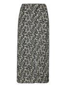 Slit Printed Long Skirt Pitkä Hame Black Mango