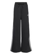 Essentials 3-Stripes Fleece Wide Pant Bottoms Trousers Flared Black Ad...