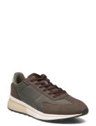 Leather Mixed Sneakers Matalavartiset Sneakerit Tennarit Khaki Green M...