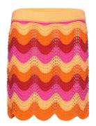 Openwork Knitted Mini-Skirt Lyhyt Hame Orange Mango