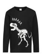 Top Ls Dino Glow In Dark Tops T-shirts Long-sleeved T-shirts Black Lin...