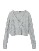 Nlfstidet Ls Crop Wrap Knit Tops Knitwear Pullovers Grey LMTD