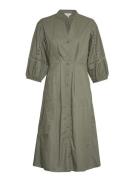 Mschjeovana Petronia 3/4 Dress Polvipituinen Mekko Khaki Green MSCH Co...