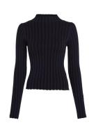 Plated High Neck Slim Sweater Tops Knitwear Jumpers Black Calvin Klein...