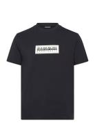 S-Box Logo Ss Tops T-shirts Short-sleeved Black Napapijri