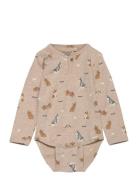 Body Ls Aop Bodies Long-sleeved Beige Minymo