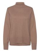 Cranva Rollneck Pullover Tops Knitwear Turtleneck Brown Cream