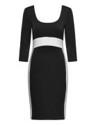 Neoprene Scuba Scoop Neck Dress Polvipituinen Mekko Black Calvin Klein