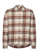 Big Checked Heavy Flannel Overshirt Tops Overshirts Brown Knowledge Co...