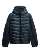 Hooded Knit Storm Hybrid Jkt Vuorillinen Takki Topattu Takki Navy Supe...