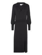 Vicomfy L/S Collar Rib Knit Dress - Noos Polvipituinen Mekko Black Vil...