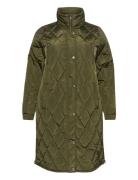 Kclinda Quilt Jacket Topattu Pitkä Takki Khaki Green Kaffe Curve