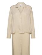 L/S Buttondown & Pant Sleep Set Pyjama Beige Calvin Klein