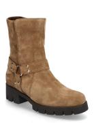 Biker Boot Shoes Boots Ankle Boots Ankle Boots Flat Heel Brown Gabor