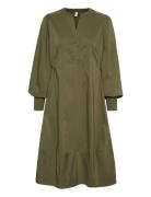 Cuantoinett Rib Dress Polvipituinen Mekko Khaki Green Culture