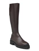 Boots - Flat Korkeavartiset Saapikkaat Brown ANGULUS