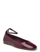 Patent Leather-Effect Ballet Flats Ballerinat Burgundy Mango