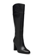 Page Ii Burnished Leather Tall Boot Korkeavartiset Saapikkaat Black La...