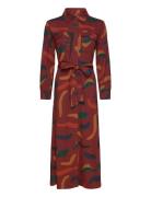 Brushstrokes Printed Flared Long Dress Maksimekko Juhlamekko Brown Bob...