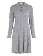 Soft Wool Cable Polo Swt Dress Lyhyt Mekko Grey Tommy Hilfiger