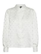 Vmviga Jacquard Ls Shirt Wvn Ga Tops Shirts Long-sleeved White Vero Mo...