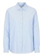 Elsa Striped Oxford Shirt Tops Shirts Long-sleeved Blue Newhouse