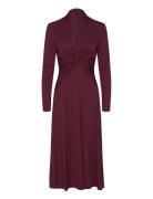 Twist-Front Stretch Jersey Dress Polvipituinen Mekko Burgundy Lauren R...