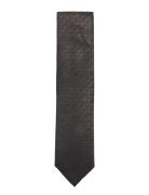 Structured Linen Blend Tie 7 Cm Solmio Kravatti Grey Lindbergh Black