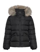 Essential Down Fur Hood Jacket Toppatakki Black Tommy Hilfiger