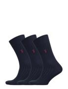 Ribbed Crew Sock 3-Pack Underwear Socks Regular Socks Blue Polo Ralph ...