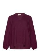 Wa-Sia Tops Blouses Long-sleeved Burgundy Wasabiconcept