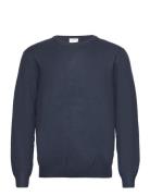 Ecovero O-Neck Knit Tops Knitwear Round Necks Navy Lindbergh