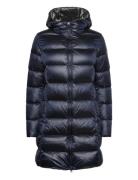 Ladies Down Jacket Topattu Pitkä Takki Blue Colmar