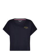 Ss T-Shirt Gold Embroidery Toppi Navy Tommy Hilfiger