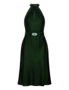 Belted Velvet Halter Dress Lyhyt Mekko Green Lauren Ralph Lauren